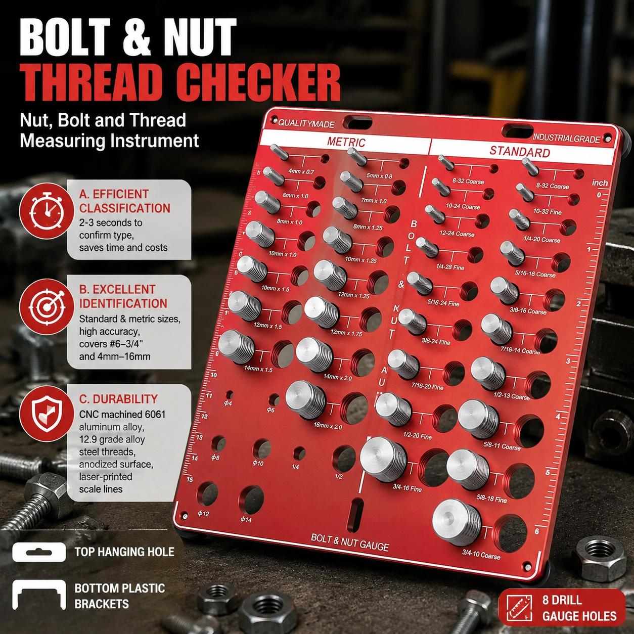 Workshop Cutting Tools - Moer- en boutdraadmeterset voor standaard en