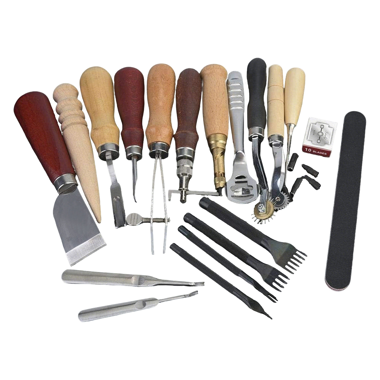 Workshop Cutting Tools - Lederen gereedschap, 19-delige lederbewerkingsset voor naaien,